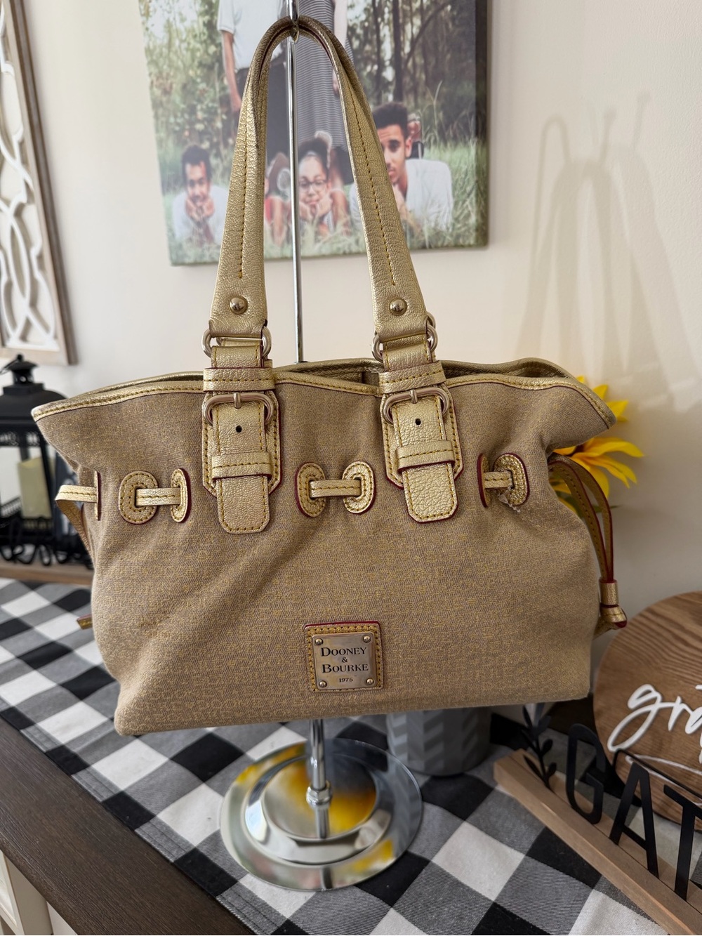 Dooney & Bourke Metallic Gold Canvas Shoulder Bag